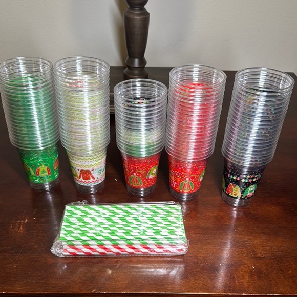 Other - Ugly Sweater Festive Holiday Party Cups and Straws Set